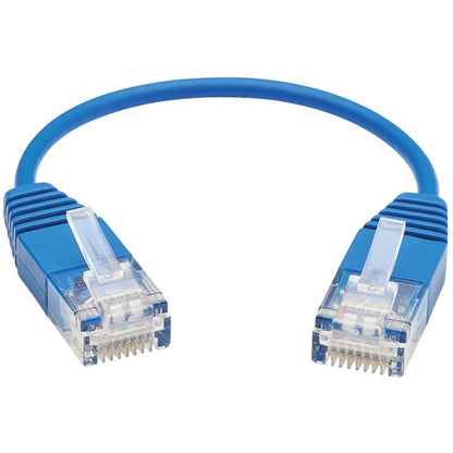 Câble Ethernet UTP moulé ultra-mince certifié Cat6a 10G de Tripp Lite par Eaton (RJ45 M/M), bleu, 6 po N261-UR6N-BL