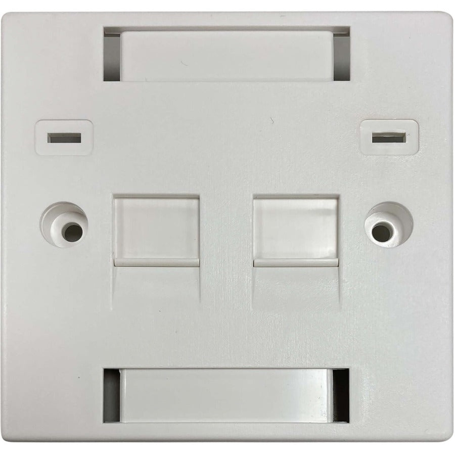 Tripp Lite by Eaton 2-Port UK-Style Keystone Wall Plate, Unloaded Shuttered Module, Icon Tabs, White N042U-W02-ST