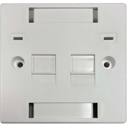 Tripp Lite by Eaton 2-Port UK-Style Keystone Wall Plate, Unloaded Shuttered Module, Icon Tabs, White N042U-W02-ST