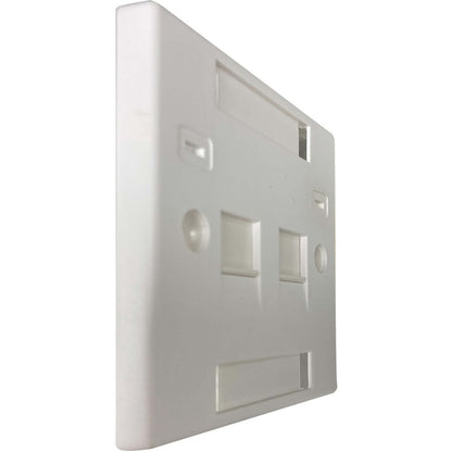 Tripp Lite by Eaton 2-Port UK-Style Keystone Wall Plate, Unloaded Shuttered Module, Icon Tabs, White N042U-W02-ST