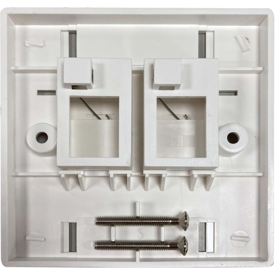 Tripp Lite by Eaton 2-Port UK-Style Keystone Wall Plate, Unloaded Shuttered Module, Icon Tabs, White N042U-W02-ST
