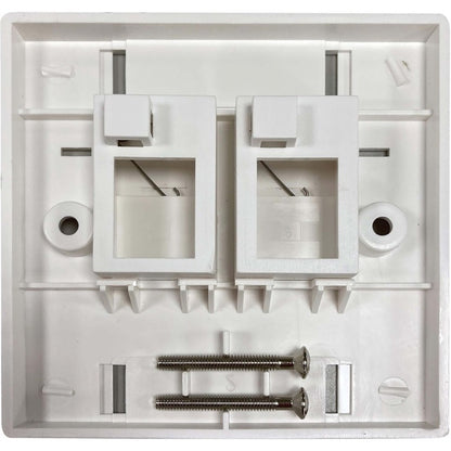 Tripp Lite by Eaton 2-Port UK-Style Keystone Wall Plate, Unloaded Shuttered Module, Icon Tabs, White N042U-W02-ST