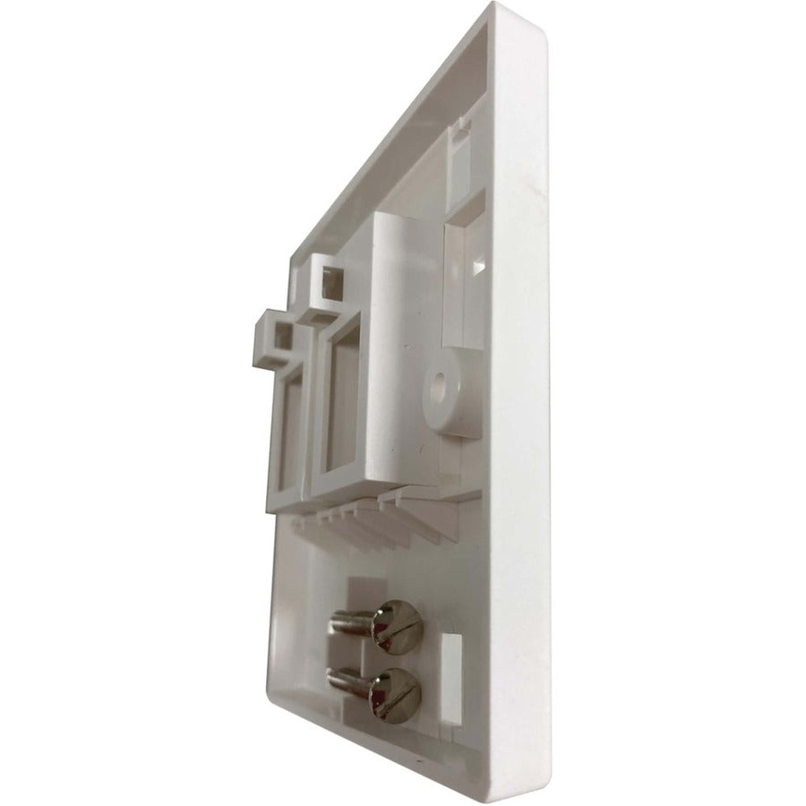 Tripp Lite by Eaton 2-Port UK-Style Keystone Wall Plate, Unloaded Shuttered Module, Icon Tabs, White N042U-W02-ST