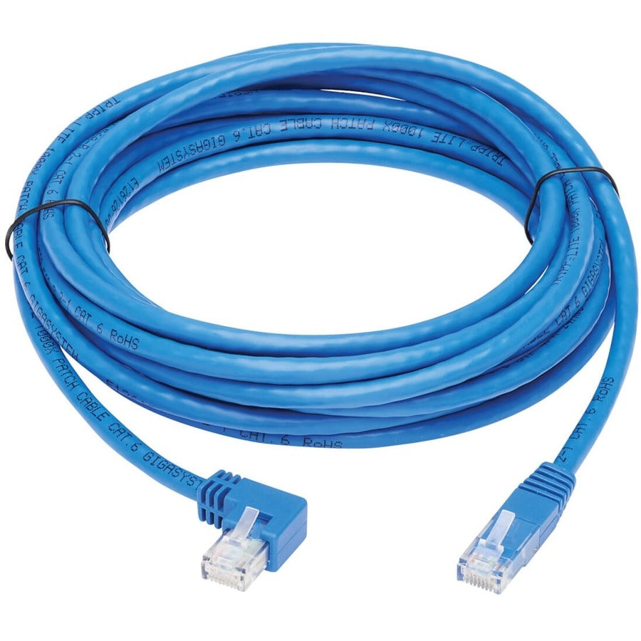Câble Ethernet Cat6 à angle gauche Tripp Lite par Eaton N204-015-BL-LA - 15 pi, M/M, bleu N204-015-BL-LA