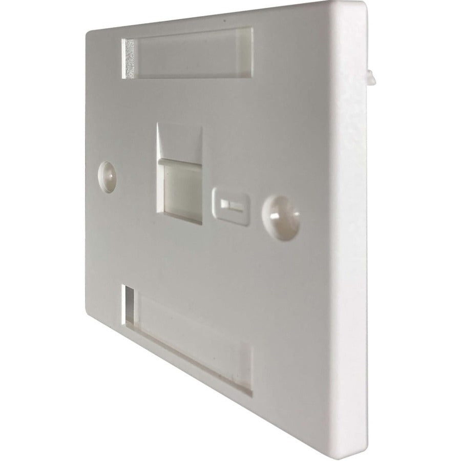 Tripp Lite by Eaton 1-Port UK-Style Keystone Wall Plate, Unloaded Shuttered Module, Icon Tab, White N042U-W01-ST