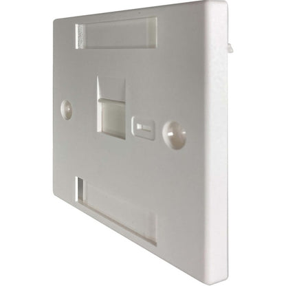 Tripp Lite by Eaton 1-Port UK-Style Keystone Wall Plate, Unloaded Shuttered Module, Icon Tab, White N042U-W01-ST