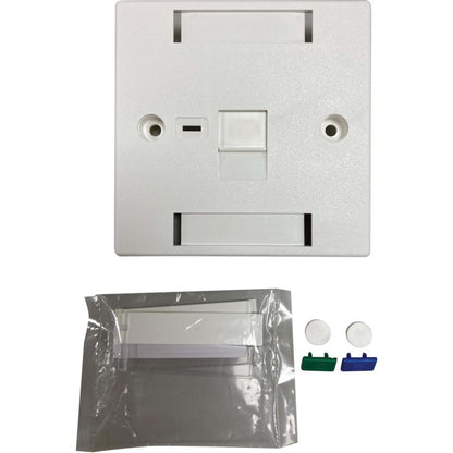 Tripp Lite by Eaton 1-Port UK-Style Keystone Wall Plate, Unloaded Shuttered Module, Icon Tab, White N042U-W01-ST