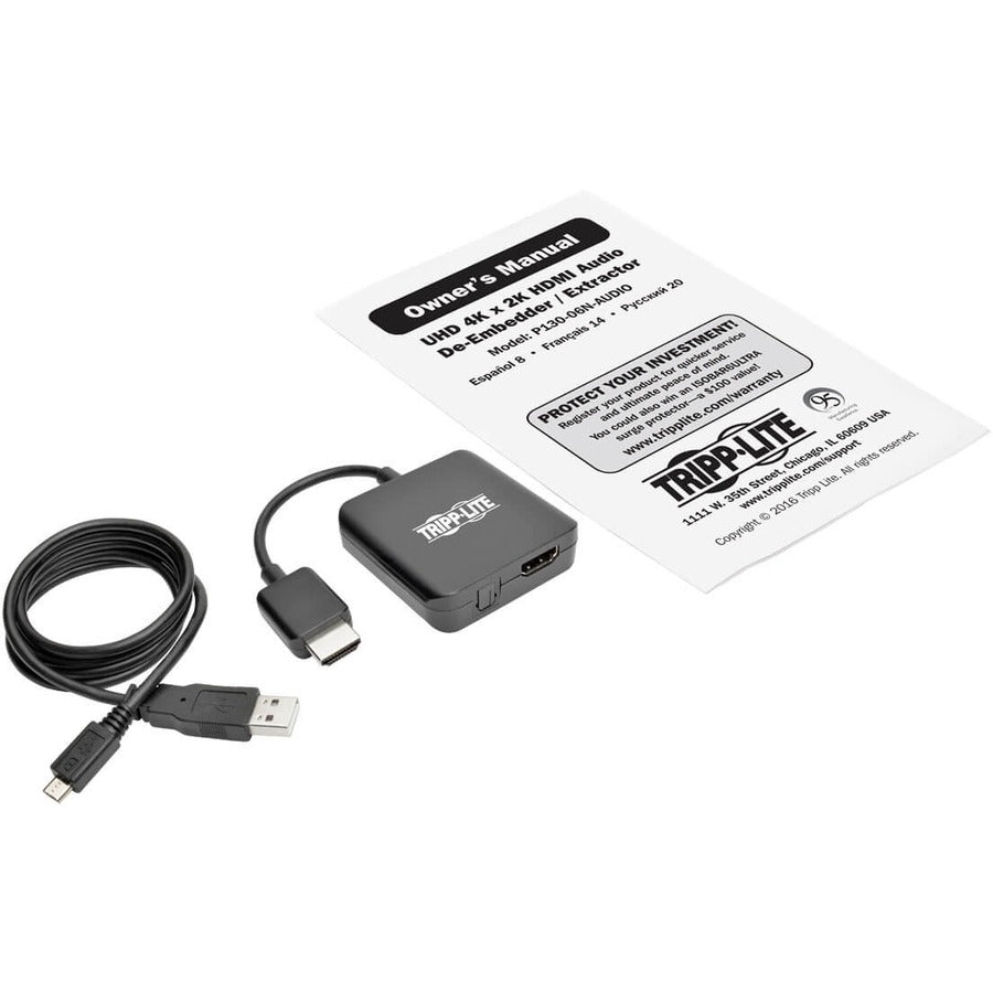 Tripp Lite par Eaton P130-06N-AUDIO Extracteur/désembeddeur audio HDMI UHD 4K x 2K P130-06N-AUDIO