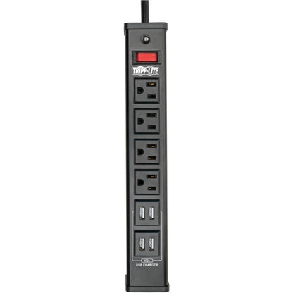 Multiprise avec parasurtenseur Tripp Lite, 4 prises, 4 ports de chargement USB, cordon de 6 pieds - 4 x NEMA 5-15R, 4 x USB - 1875 VA - 450 J - Entrée 120 V CA TLM446USBB