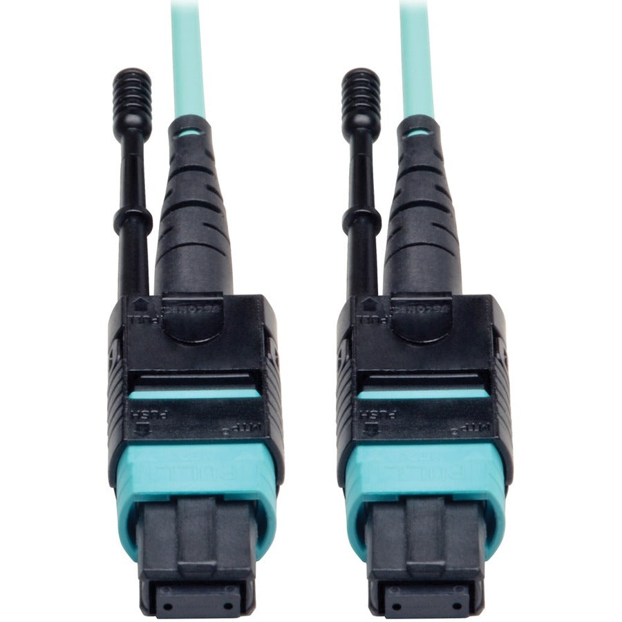 Câble de raccordement MTP/MPO Tripp Lite par Eaton 10 mètres, 12 fibres, 40 GbE Aqua OM3 Plenum N844-10M-12-P