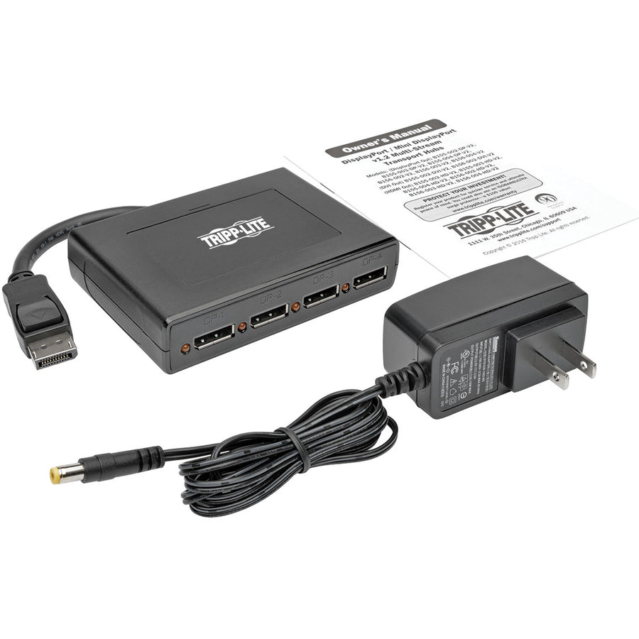 Hub de transport multiflux (MST) DisplayPort 1.2 à 4 ports Tripp Lite par Eaton, 3840 x 2160 (4K x 2K) UHD B156-004-V2