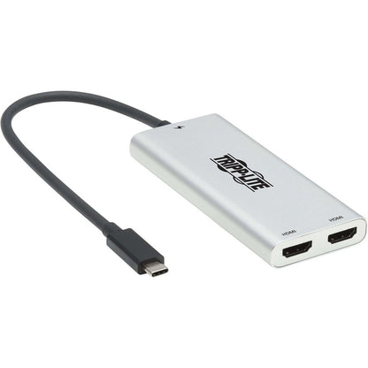 Adaptateur Thunderbolt 3 vers HDMI pour deux écrans Tripp Lite par Eaton (M/2xF) - 4K 60 Hz, 4:4:4, argent MTB3-002-HD