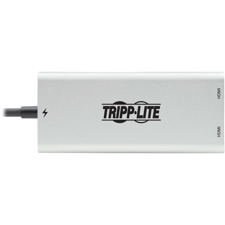 Adaptateur Thunderbolt 3 vers HDMI pour deux écrans Tripp Lite par Eaton (M/2xF) - 4K 60 Hz, 4:4:4, argent MTB3-002-HD