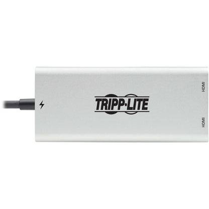 Adaptateur Thunderbolt 3 vers HDMI pour deux écrans Tripp Lite par Eaton (M/2xF) - 4K 60 Hz, 4:4:4, argent MTB3-002-HD