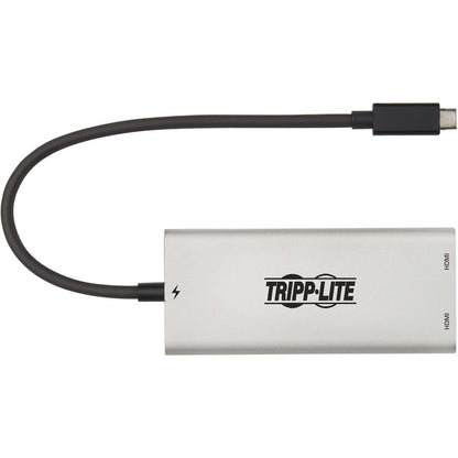Adaptateur Thunderbolt 3 vers HDMI pour deux écrans Tripp Lite par Eaton (M/2xF) - 4K 60 Hz, 4:4:4, argent MTB3-002-HD