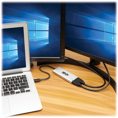 Adaptateur Thunderbolt 3 vers HDMI pour deux écrans Tripp Lite par Eaton (M/2xF) - 4K 60 Hz, 4:4:4, argent MTB3-002-HD
