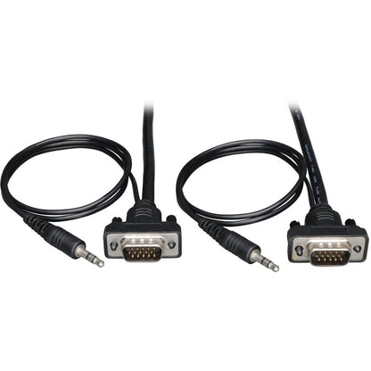 Câble coaxial VGA pour moniteur Tripp Lite 6 pieds à profil bas avec audio et RVB haute résolution HD15 3,5 mm M/M 6' P504-006-SM