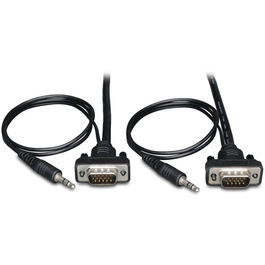 Câble coaxial VGA pour moniteur Tripp Lite 6 pieds à profil bas avec audio et RVB haute résolution HD15 3,5 mm M/M 6' P504-006-SM