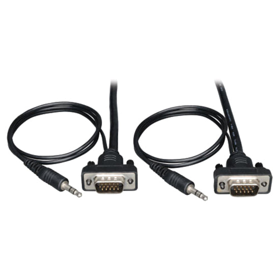 Câble coaxial VGA pour moniteur Tripp Lite 6 pieds à profil bas avec audio et RVB haute résolution HD15 3,5 mm M/M 6' P504-006-SM