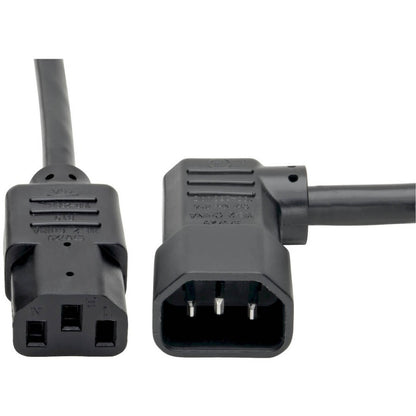 Câble d'extension de cordon d'alimentation Tripp Lite 6 pieds coudé à gauche C14 à C13 robuste 15 A 14 AWG 6' P005-006-14LA