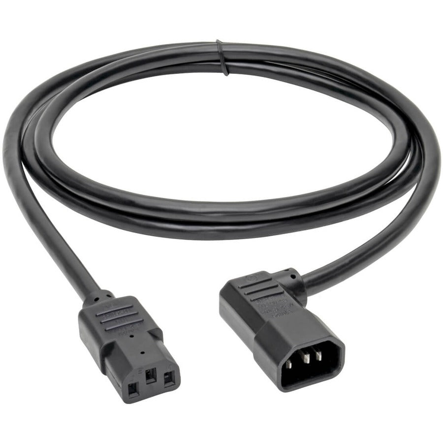 Câble d'extension de cordon d'alimentation Tripp Lite 6 pieds coudé à gauche C14 à C13 robuste 15 A 14 AWG 6' P005-006-14LA