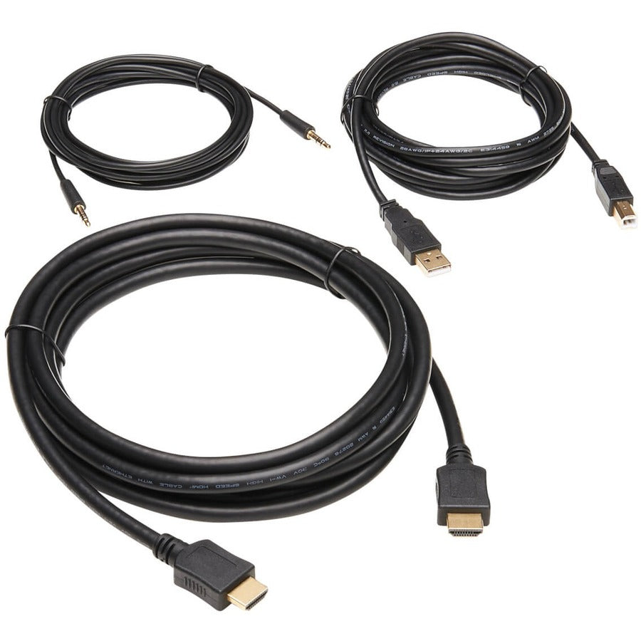 Kit de câbles KVM HDMI Tripp Lite par Eaton - HDMI 4K, USB 2.0, audio 3,5 mm (M/M), noir, 10 pi P782-010-HA