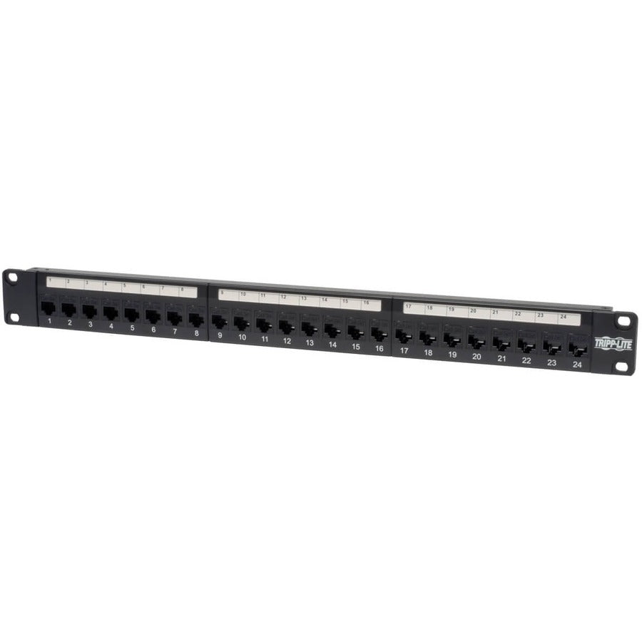 Panneau de brassage traversant Cat5e Cat5e 24 ports Tripp Lite pour montage en rack 1URM RJ45 Ethernet TAA N054-024
