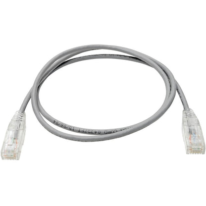Câble de raccordement UTP Cat6 Tripp Lite par Eaton (RJ45) - M/M, Gigabit, sans accroc, moulé, fin, gris, 3 pi. N201-S03-GY
