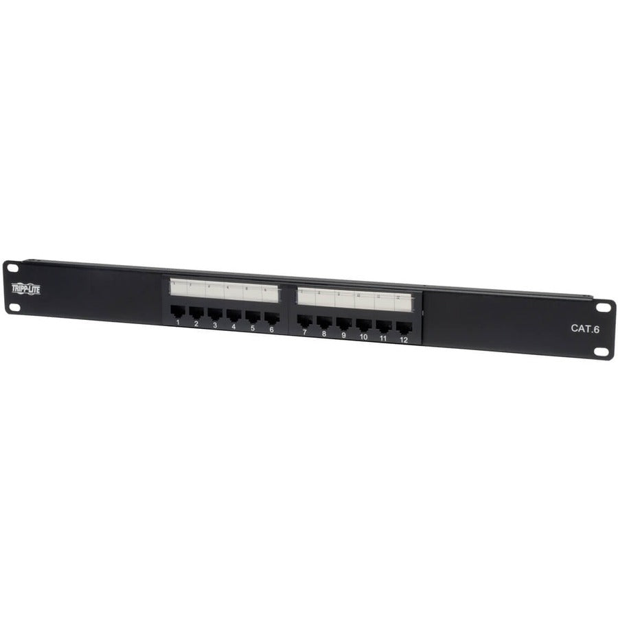 Tripp Lite 12-Port Cat6 Cat5 Patch Panel 568B 110 Punch Down Rackmount RJ45 1URM TAA N252-012