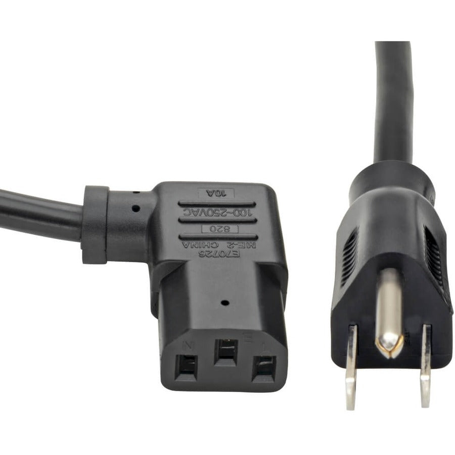 Câble d'alimentation pour ordinateur Tripp Lite 6 pieds 5-15P vers angle droit C13 10A 18AWG 6' P006-006-13RA