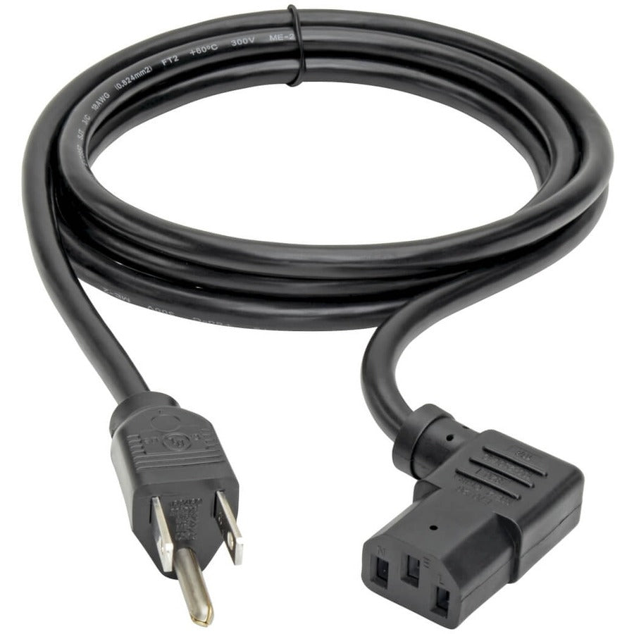 Câble d'alimentation pour ordinateur Tripp Lite 6 pieds 5-15P vers angle droit C13 10A 18AWG 6' P006-006-13RA