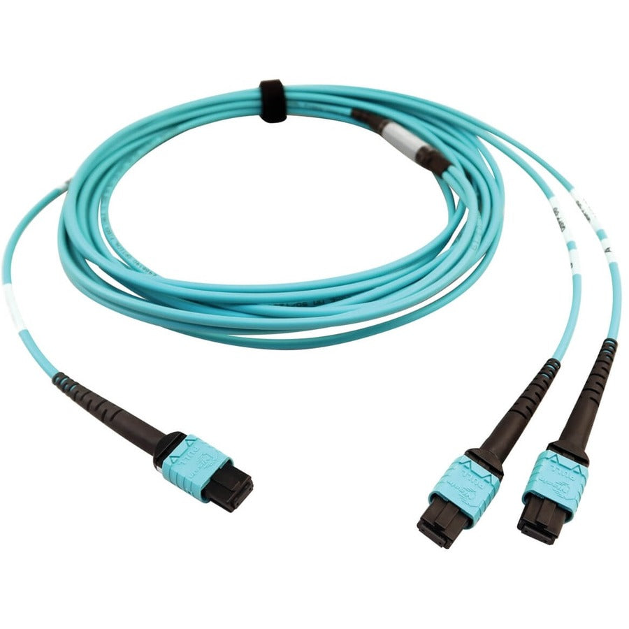 Câble à fibre optique multimode 50/125 OM4 400G Tripp Lite par Eaton N846D-05M-24BAQ, turquoise, 5 m N846D-05M-24BAQ