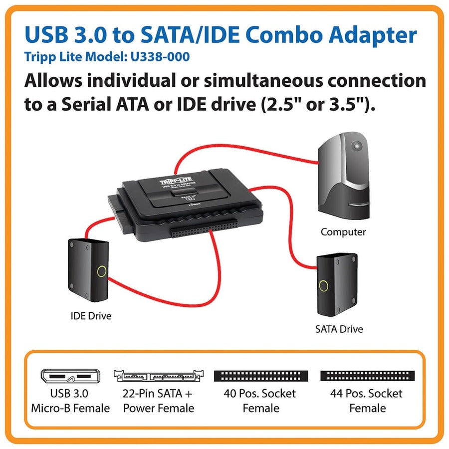 Adaptateur combiné USB 3.0 vers SATA / IDE Tripp Lite par Eaton U338-000
