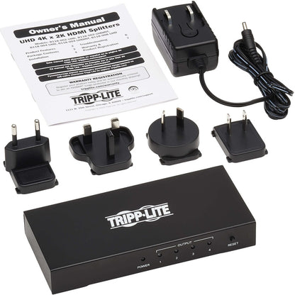 Répartiteur HDMI 4 ports Tripp Lite par Eaton - UHD 4K, adaptateurs de prise internationaux B118-004-UHDINT