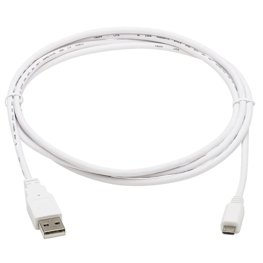 Câble antibactérien Tripp Lite Safe-IT USB-A vers USB Micro-B (M/M), USB 2.0, blanc, 1,8 m U050AB-006-WH