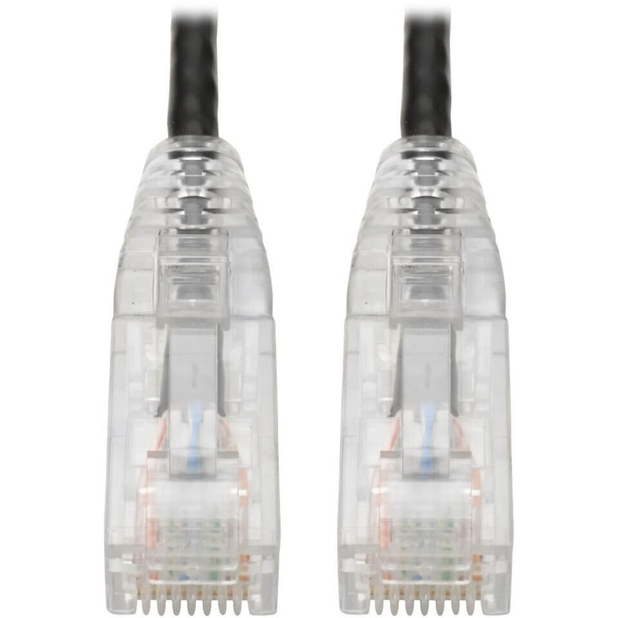Câble de raccordement UTP Cat6 Tripp Lite par Eaton (RJ45) - M/M, Gigabit, sans accroc, moulé, fin, noir, 1 pi. N201-S01-BK