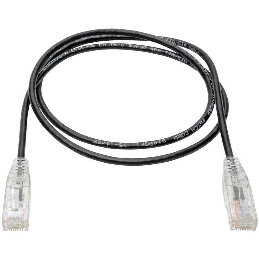 Câble de raccordement UTP Cat6 Tripp Lite par Eaton (RJ45) - M/M, Gigabit, sans accroc, moulé, fin, noir, 2 pi N201-S02-BK