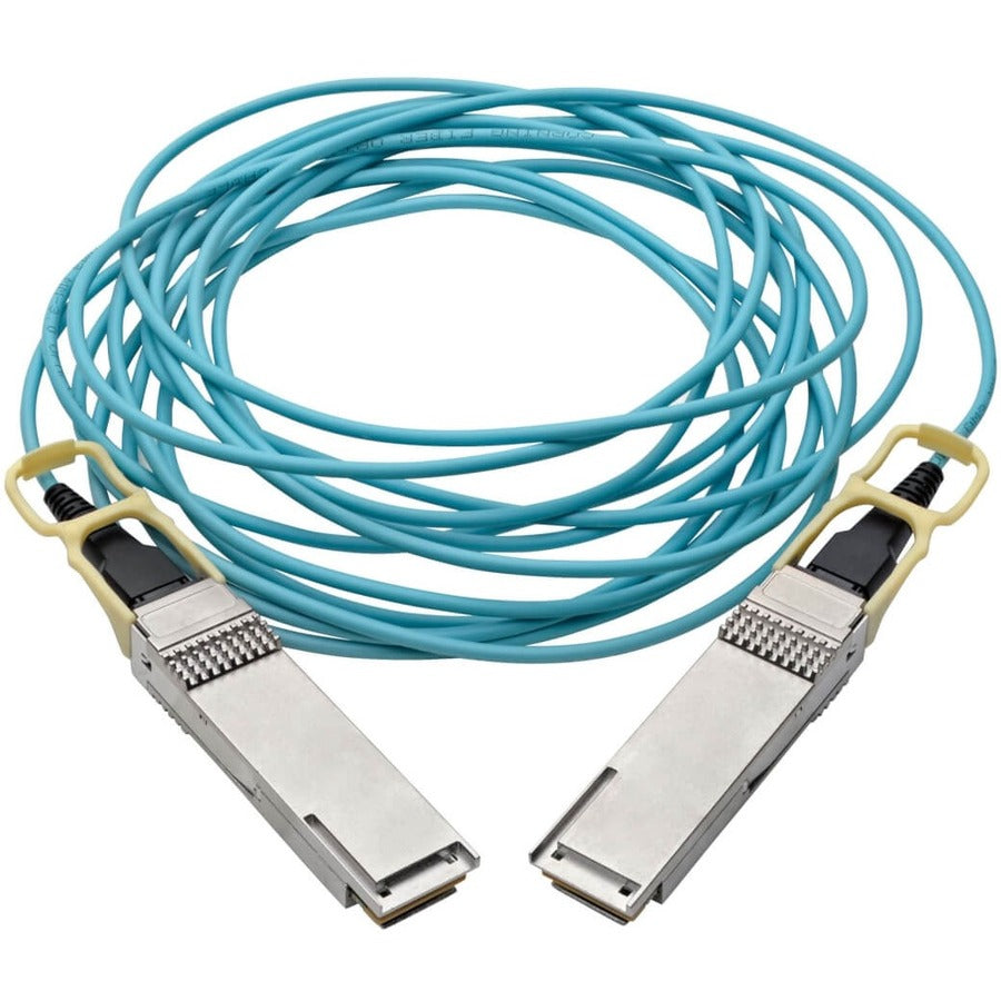Câble optique actif Tripp Lite by Eaton QSFP28 vers QSFP28 - 100 GbE, AOC, M/M, Aqua, 5 m (16,4 pi) N28H-05M-AQ
