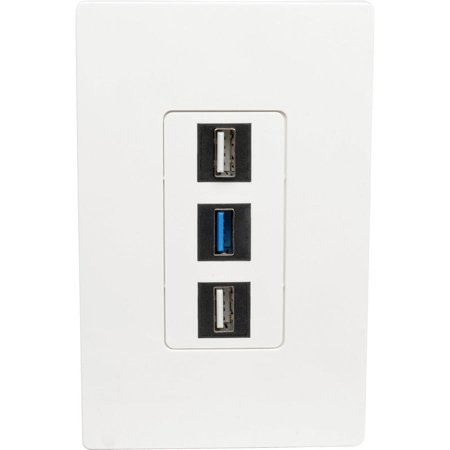 Plaque murale universelle à 3 ports simple pour porte-clés Tripp Lite par Eaton, blanche N080-103