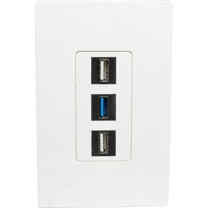 Plaque murale universelle à 3 ports simple pour porte-clés Tripp Lite par Eaton, blanche N080-103