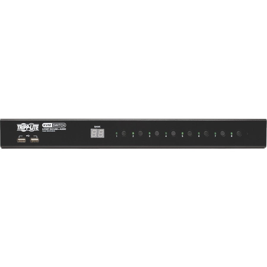 Tripp Lite by Eaton 8-Port 1U Rackmount DVI / USB KVM Switch with Audio and 2-Port USB Hub B043-DUA8-SL