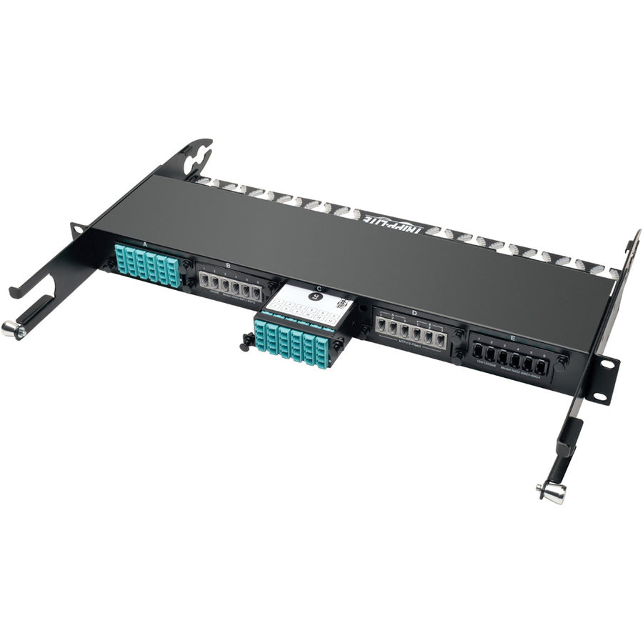 Panneau de brassage 24 fibres Tripp Lite MTP/MPO vers cassette de dérivation x12 LC 10 Gb N482-1M24-LC12