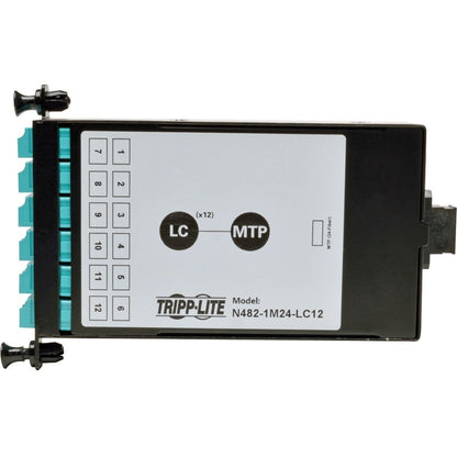 Panneau de brassage 24 fibres Tripp Lite MTP/MPO vers cassette de dérivation x12 LC 10 Gb N482-1M24-LC12