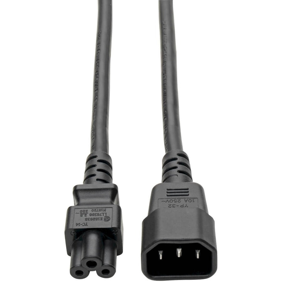 Câble adaptateur d'alimentation pour ordinateur portable Tripp Lite 6 pouces C14 vers C5 2,5 A 18 AWG 6 pouces P014-06N