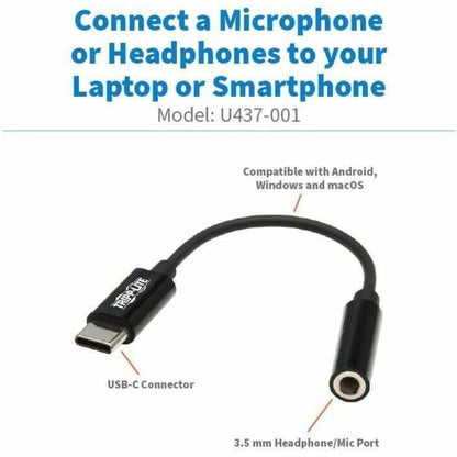 Adaptateur USB-C vers prise casque 3,5 mm Tripp Lite par Eaton U437-001