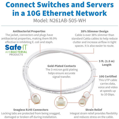 Tripp Lite Safe-IT N261AB-S05-WH Cat.6a UTP Network Cable N261AB-S05-WH