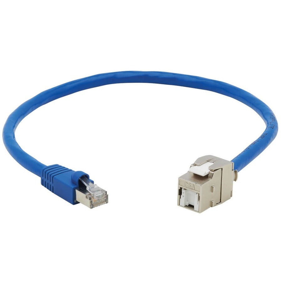 Câble d'assemblage de prise Keystone Cat6a Tripp Lite par Eaton, RJ45 M/F, 18 po, bleu N237A-F18N-WHSH