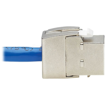 Câble d'assemblage de prise Keystone Cat6a Tripp Lite par Eaton, RJ45 M/F, 18 po, bleu N237A-F18N-WHSH