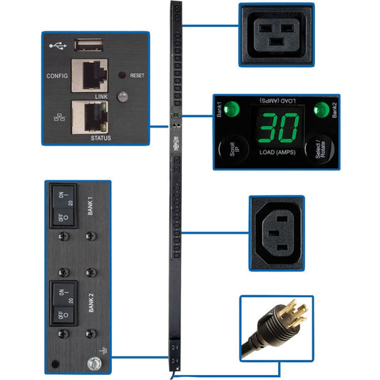 PDU monophasé surveillé 5/5,8 kW PDUMNV30HVLX de Tripp Lite par Eaton PDUMNV30HVLX