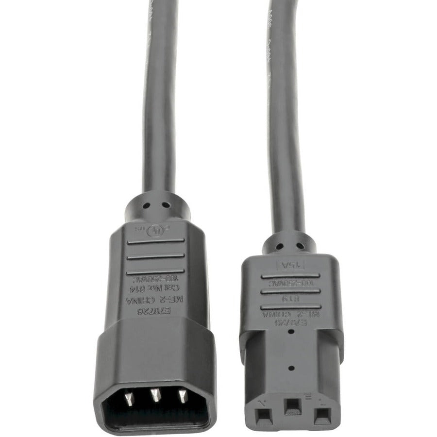 Câble d'extension de cordon d'alimentation Tripp Lite 2 pieds C14 à C13 robuste 15 A 14 AWG 2' P005-002